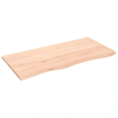 Image of vidaXL Untreated Solid Oak Wood Bathroom Countertop Handcrafted Vanity Top with Unique Live Edge, Versatile Application, Customizable Finish 100x50x2 cm
