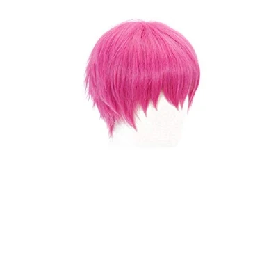 Image of PWEINCY Short Pink Saiki K Cosplay Wig with Bangs for Women Halloween Costume Party