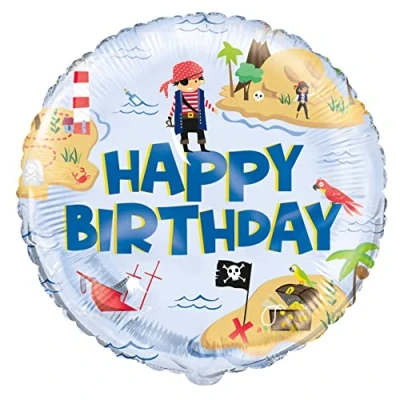 Image of Ahoy Matey Pirate Themed Foil Balloon (45cm) Vibrant Multicolor Party Decor Perfect for Kids Parties, Events &amp; Decorations 1 Pc