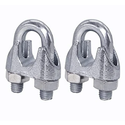 Image of (Pack of 2 pcs) Wire Rope Clamps M12, Cable Clips, DIN 741, Steel Clamp for Ø 19 mm Rope, U Bolt Saddle (2 pcs, M12 mm)