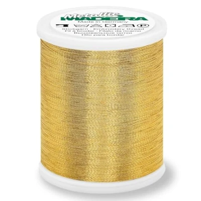 Image of Gold 7 1000m Madeira Heavy Metal Smooth no.40 Metallic Embroidery Thread uksewing.com