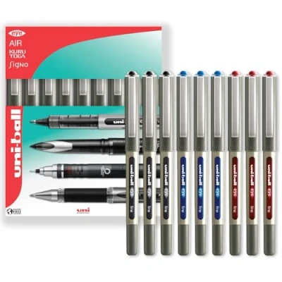 Image of uni ball EYE UB 157 Rollerball Pens 0.7mm Nib In Gift Box Packaging (Pack of 9, Multicolor)