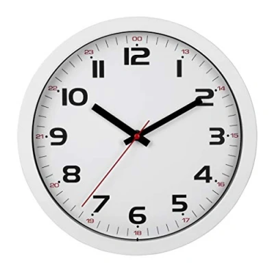Image of TFA Dostmann Analogue Wall 60.3050.02, Silent Second Hand, Glass Cover, Kitchen Clock, Easy to Read, White, (L) 305 x (B) 38 (H) mm