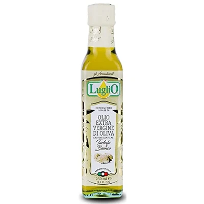Image of Olio Luglio White Truffle Olive Oil (250 ml) Extra Virgin Essence Cold Pressed Glass Bottle