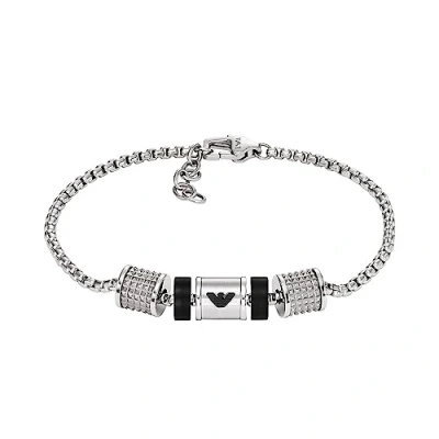 Image of Emporio Armani Bracelet for men, onyx Rondelle Bracelet, Length: 190mm+20mm, Width: 36.5mm, Height: 8mm, EGS2999040