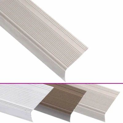 Image of vidaXL Stair Nosings in L shape 15 pcs Aluminium 100 cm Champagne