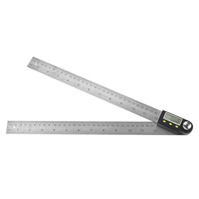 Image of TOPINCN Digital Protractor 2 In 1 Angle Finder 0 300Mm 360 Stainless Steel Electronic Goniometer Gauge Ruler Lcd Display With Locking Function