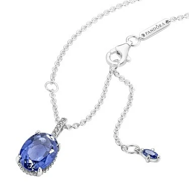 Image of Pandora Sparkling Statement Blue Halo Necklace 45cm