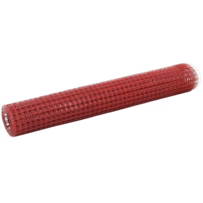 Image of vidaXL Chicken Wire Fence Steel with PVC Coating 10x1 m Red
