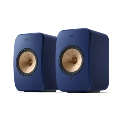 Image of KEF AUDIO LSX II Wireless Multi room Bookshelf Speakers Cobalt Blue, Black