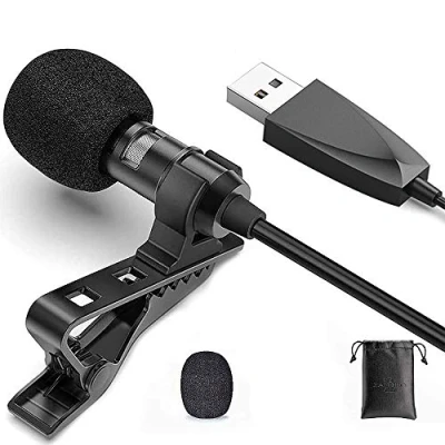 Image of ANCLLO USB Lavalier Microphone Omnidirectional Lapel Mic Hands Free Shirt Collar Clip on for Smartphone Camera Live steam Podcast Interview