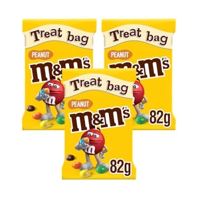 Image of M&amp;M&#039;S Peanut Bundle, Chocolate Gifts &amp; Treat Bags, 3 Packs of 82g