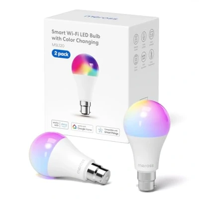 Image of meross Smart Bulb Alexa Light WiFi Bulbs B22 Compatible with Alexa, Google Home, SmartThings Dimmable RGBWW 9W(60W Equivalent), 2 Pack