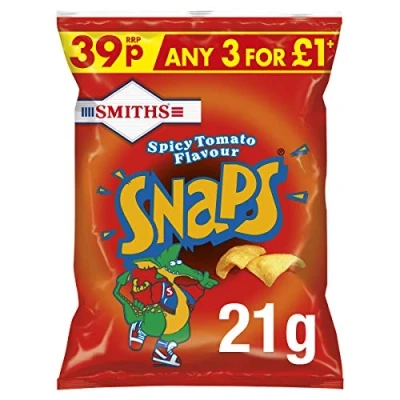 Image of Smiths Snaps Spicy Tomato Snacks, 21g (Pack of 30)