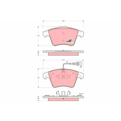 Image of 7H0698151C Brake pad set TRW COTEC GDB1556 incl. wear warning contact VOLKSWAGEN: Transporter 5, 5 Bus, Multivan (7HM