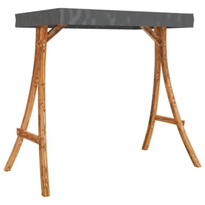 Image of vidaXL Swing Frame with Anthracite Roof Teak Bent Wood Finish Features Stable and Sturdy for Outdoor Use Assembly Required UV Protection