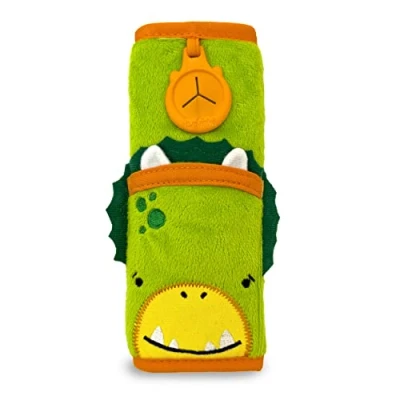 Image of Trunki Seat Belt Pads for Kids Comfy Childrens Seatbelt Cover Car Seats and Pram SnooziHedz Dudley Dino (Green)