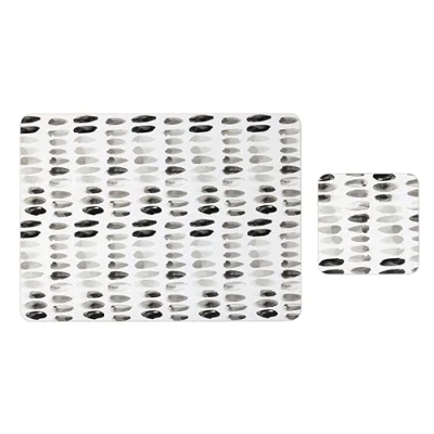 Image of Set of 4 (8pc) Pebble Placemat &amp; Coaster Set, Cork Backed Placemats, Kitchen Protector Mats for Decoration, Heat Resistant Coating Board Base Placemats
