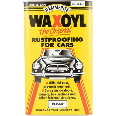 Image of Hammerite Waxoyl Car Underseal and Rust Protection. The Original Rustproofing for Cars, Inhibitor Converter Classic Care. Clear 5L Refill Can