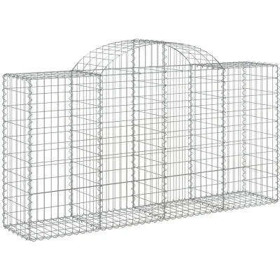 Image of vidaXL Arched Gabion Baskets 15 pcs 200x50x100/120 cm Galvanised Iron