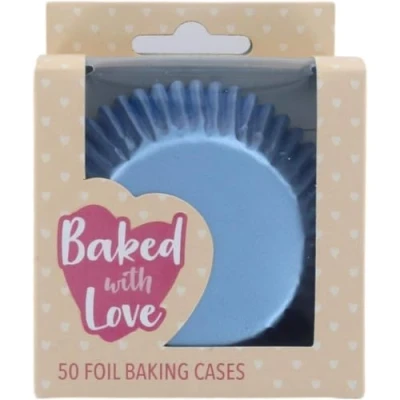 Image of Baked with Love Foil Baking Cases,Cups, Greaseproof Cupcake Cases, Ice Blue Pack of 50, 0650176