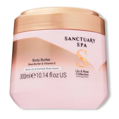 Image of Sanctuary Spa Lily &amp; Rose Body Butter for Women, No Mineral Oil, Cruelty Free Vegan Shea Moisturiser, 300ml