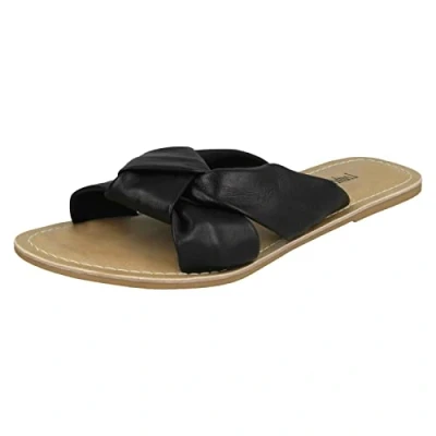 Image of Ladies Leather Collection Knot Vamp Mule Sandals Black UK Size 5 EU 38 US 7