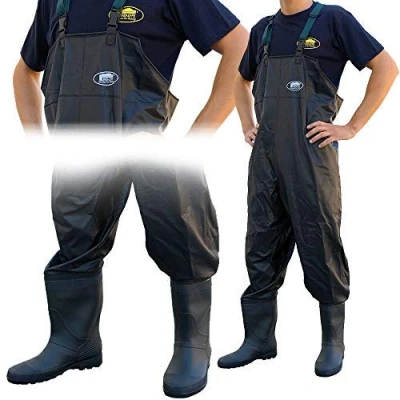 Image of Lineaeffe Black All Weather PVC Waterproof Carp Coarse Fishing Chest Waders/Wellies in Sizes 7 8 9 10 11 &amp; 12 (UK Size EU 44)