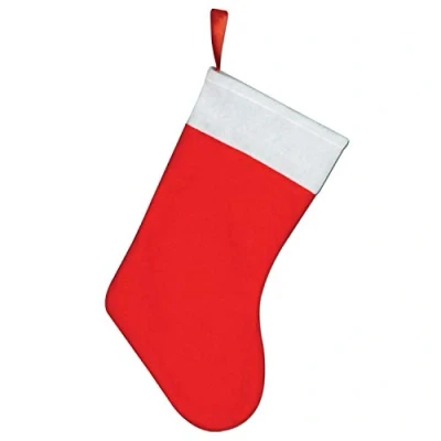 Image of SHATCHI Christmas Santa Stocking Red Felt Hanging Sack Xmas Fireplace Socks Plush Holiday Party Gifts Bag Decoration