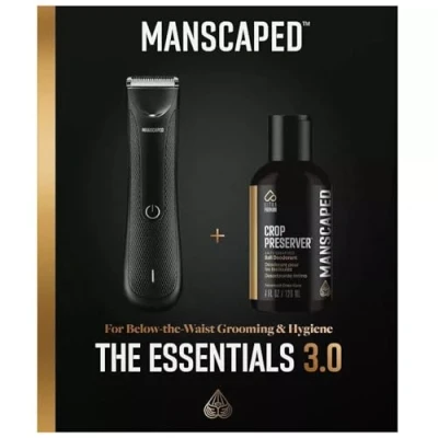 Image of Manscaped The Essentials 3.0, Electric Groin Hair Trimmer, Replaceable Ceramic Blade Heads, Waterproof Wet/Dry Clippers. Crop Preserver,Moisturizer Featuring Soothing Aloe Vera, 4oz,Black