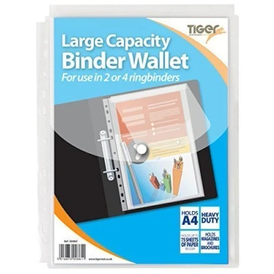 Image of 5x A4+ Large Capacity Heavy Duty Expanding Punched Pocket Wallet
