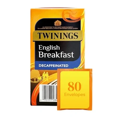 Image of Twinings English Breakfast Decaffeinated Tea Bags, 4 Boxes of 20 Individually Wrapped Enveloped Black, 80 count