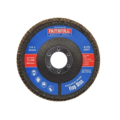 Image of Faithfull Sanding Flap Disk Aluninium Oxide 120 Grit (Fine) 115mm (4.5&quot;) For Angle Grinders
