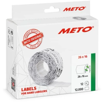 Image of Meto Price Gun Labels (26x16 mm, Two line, 12,000 Labels, White, Removable, for METO, Contact, Sato, Avery, Tovel, Samark etc.)