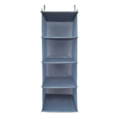 Image of BrilliantJo Hanging Wardrobe Organizer for Clothes Sweaters 4 shelf Closet Storage Shelves Washable (31.5 * 12 inch, Blue grey)