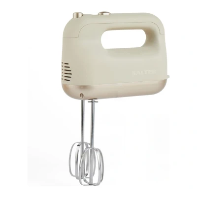 Image of Salter Bakes Hand Mixer Electric Whisk, 5 Speed Settings, Eject Button, Baking Kitchen Food Mixer, Stainless Steel Attachments 2 Mixing Beaters, Dough Hooks And Balloon 250W