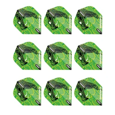 Image of RED DRAGON Snakebite Ionic Snake Head Green Dart Flights 3 sets Per Pack (9 in total)