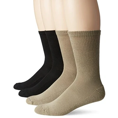 Image of Dr. Scholl&#039;s Men&#039;s Non Binding Value 4 Pack Crew Sock Casual, Khaki/Black, Shoe Size: 7 12 (Pack of 4)
