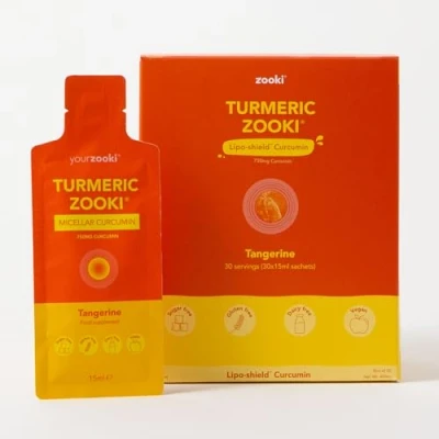 Image of Zooki 750mg Liposomal Curcumin from Turmeric Liquid Sachets 4X Higher Absorption Clinically Proven Vegan, Allergen Free, Natural Ingredients (Tangerine Flavour, 30 Servings)