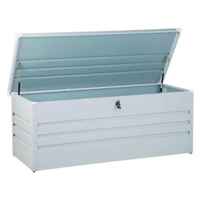 Image of Garden Storage Box Light Grey Steel Lockable Lid 600L Cebrosa