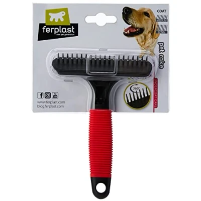 Image of Ferplast Rake comb for dogs GRO 5872, Rounded rotating teeth, Ideal undercoat of medium and long haired animals, 15,5 x 11 h 3,3 cm