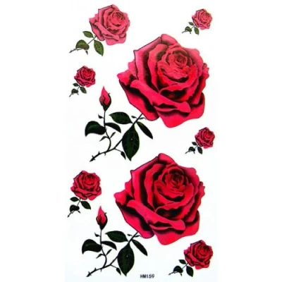 Image of King Horse Waterproof sexy red roses tattoo sticker for girls