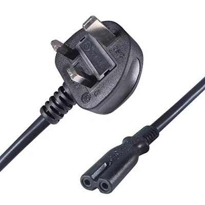 Image of Connekt Gear Black 5A UK Mains Plug Top to IEC C7 Figure of 8 TV Power Cord Cable 3 Meter