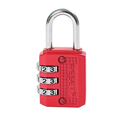 Image of RESET 071 3 Digit Combination Lock,Small Padlock for School Gym Locker,Luggage,Suitcase,Backpack,Toolbox,Set Your Own Combination,Red