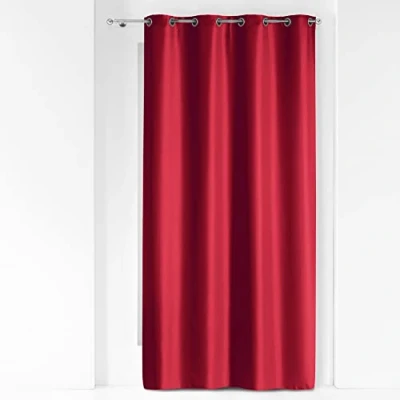 Image of Douceur d&#039;Interieur Curtain Rings Metal 140X280 Plain Polyester Essentiel Rouge, 140L X 280H cm (1 Panneaux)
