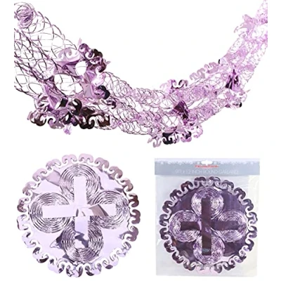 Image of Christmas Concepts® 9ft x 1ft Large Round Foil Garland Festive Hanging Decorations Trimming (Baby Pink)