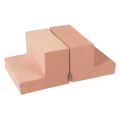 Image of KiddyMoon Foam Playground Velvet For Kids Obstacle Course Children Montessori Toy Babies Soft Construction Blocks Element, Steps/Steps, Desert Pink