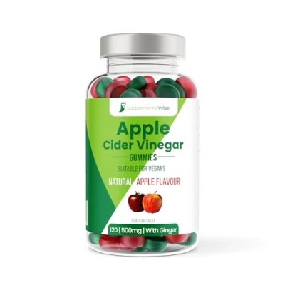 Image of Apple Cider Vinegar Gummies 120 Pack 500mg Serving ACV with Ginger Vegan The Mother Natural Flavour Tasty Alternative to Capsules and Tablets