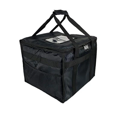 Image of Hot Food Bag For Pizza, Takeaway, Restaurant, Picnic, Indian, Chinese, Kebabs, Catering, Delivery Bag, Thermal Insulated 38x38x32cm HFB45L Black