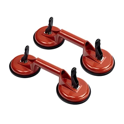 Image of 2 Pack Glass Suction Cups Heavy Duty Aluminum Vacuum Plate Handle Suckers to Lift Large Glass/Floor Gap Fixer/Tile Cup Lifter/Pad for Lifting/Dent Puller, 100 kg Lifting Capacity